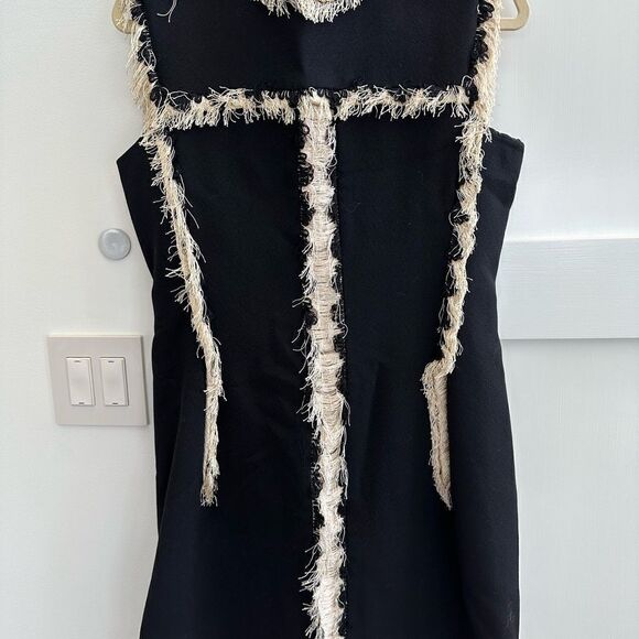 LANVIN black and tan sleeveless crêpe midi dress. Size 44. Fits like a size 8 - Picture 1 of 12
